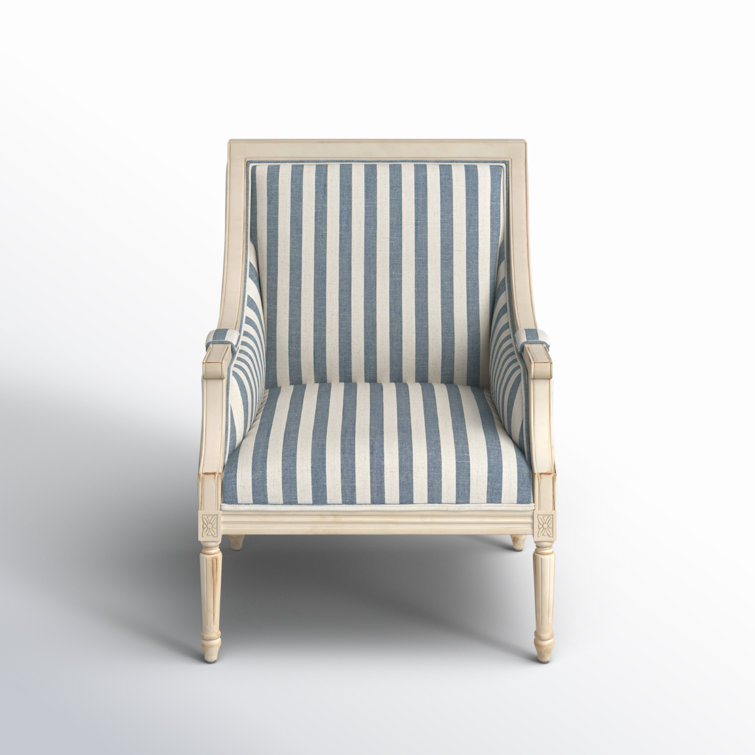 Rowena Upholstered Armchair Fabric Blue Striped